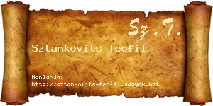 Sztankovits Teofil névjegykártya